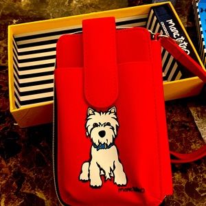 New Marc Tetro Westie Phone Wallet Wristlet Red Dog Lover.